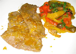 Le mie scaloppine arancia e zenzero con peperoni gratinati per l’MTChallenge di giugno
